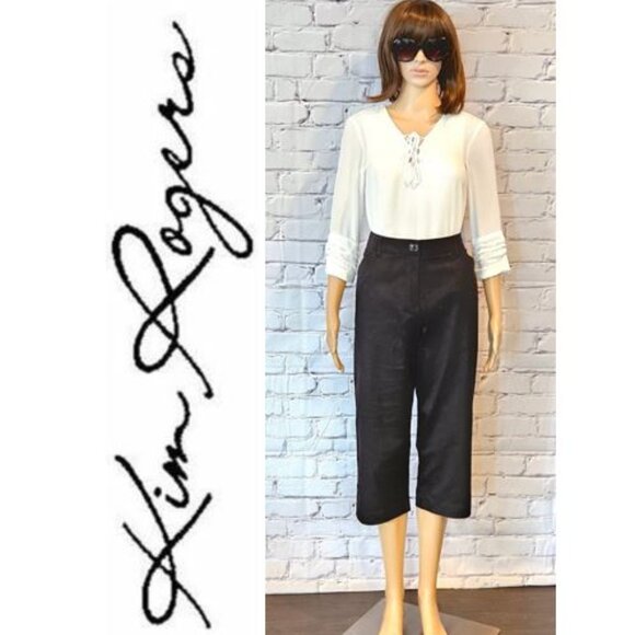 KIM ROGERS, cotton cropped black capri pants - Picture 1 of 13
